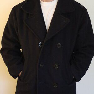 American Eagle Men's Double Breasted Black Wool Coat